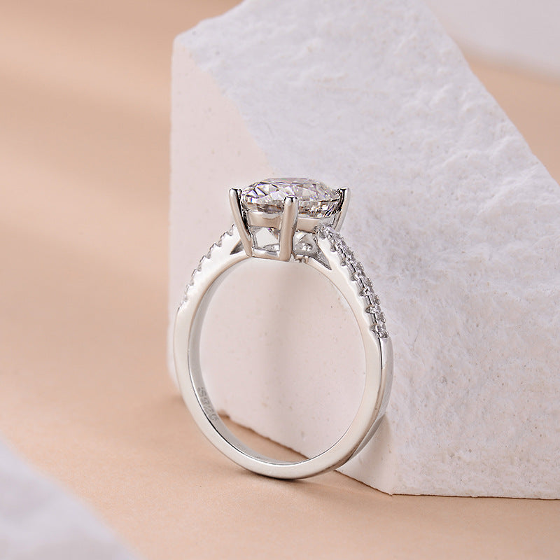 S925 Oval-Cut Moissanite Ring Plated 18k Gold【6.2#116】