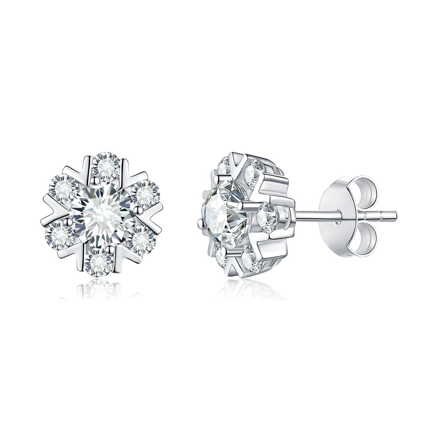 S925 Round-Cut Moissanite Earring Plated 18k gold【6.2#122】