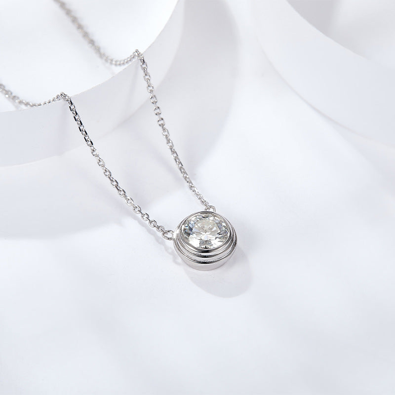 S925 Round-Cut Moissanite Necklace Plated 18k Gold【6.2#135】