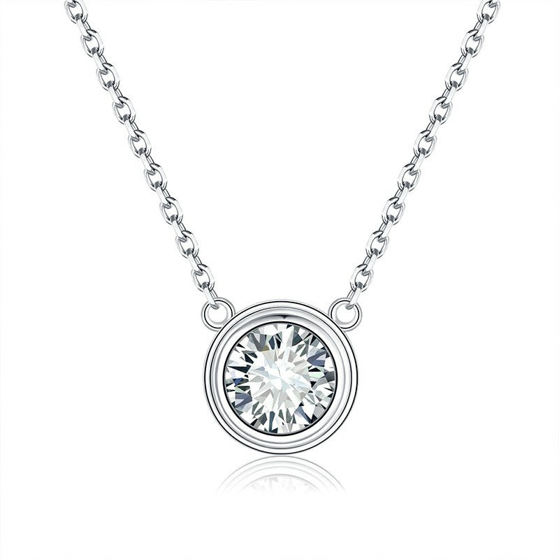 S925 Round-Cut Moissanite Necklace Plated 18k Gold【6.2#135】