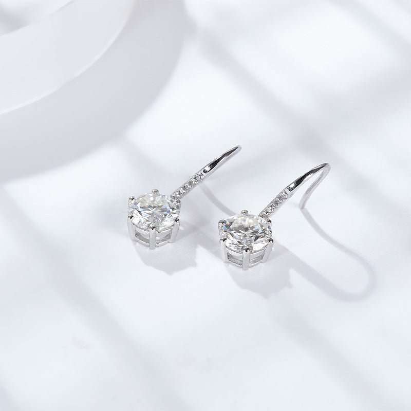 S925 Round-Cut Moissanite Earring【6.2#172】