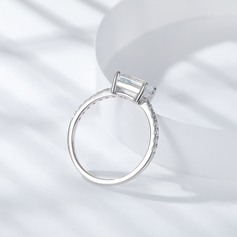 S925 Emerald-Cut Moissanite Ring Plated 18k Gold【6.2#141】