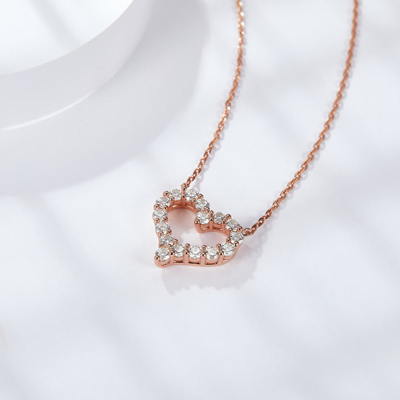 S925 Round-Cut Moissanite Neckalce Heart Style【6.2#63】