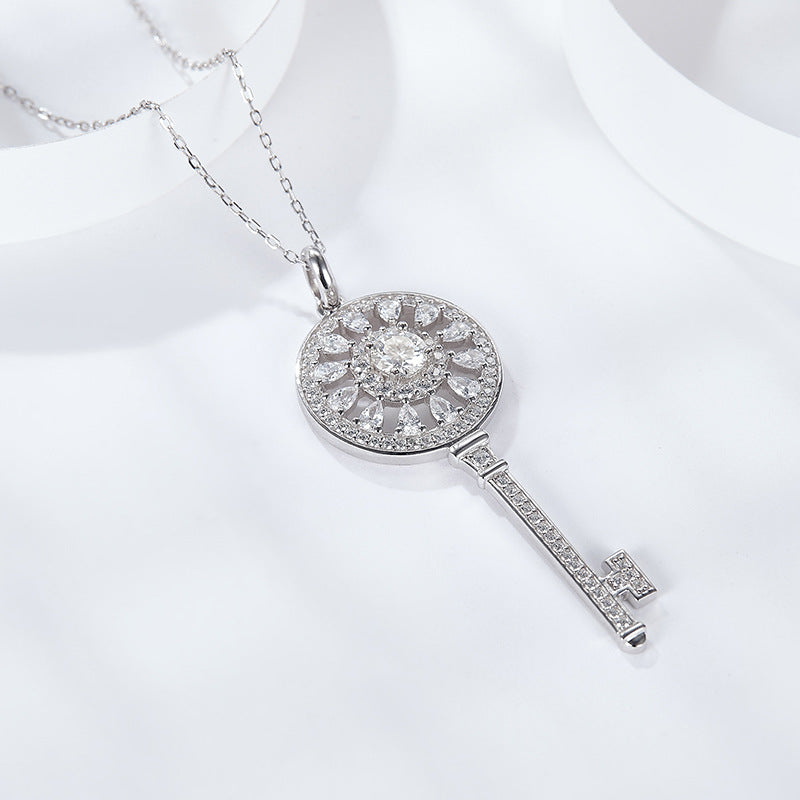 S925 Round-Cut Moissanite Neclace【6.2#157】