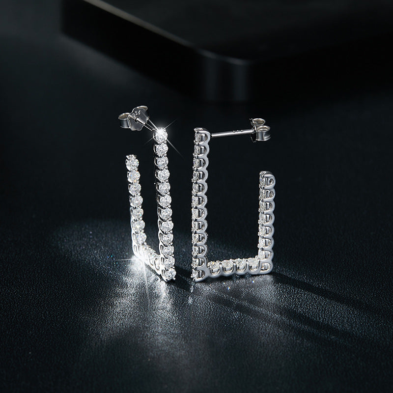 S925 Round-Cut Moissanite Earring【6.2#115】