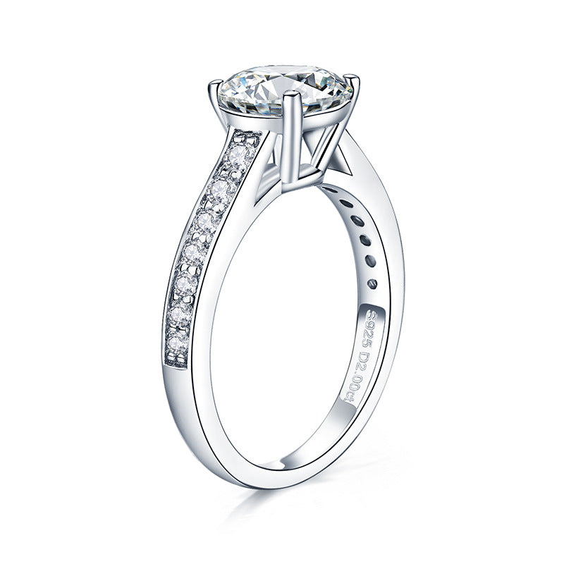 S925 2CT Round-Cut Moissanite 18k Gold Plated Ring 【6.2#86】