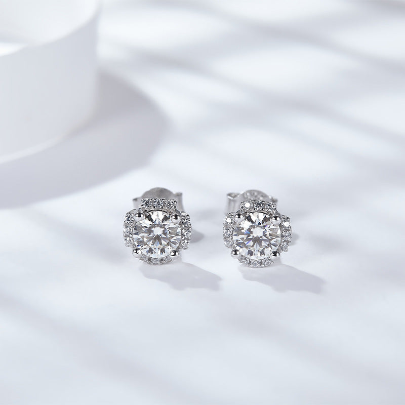 S925 Round-Cut Moissanite Earring 【6.2#87】