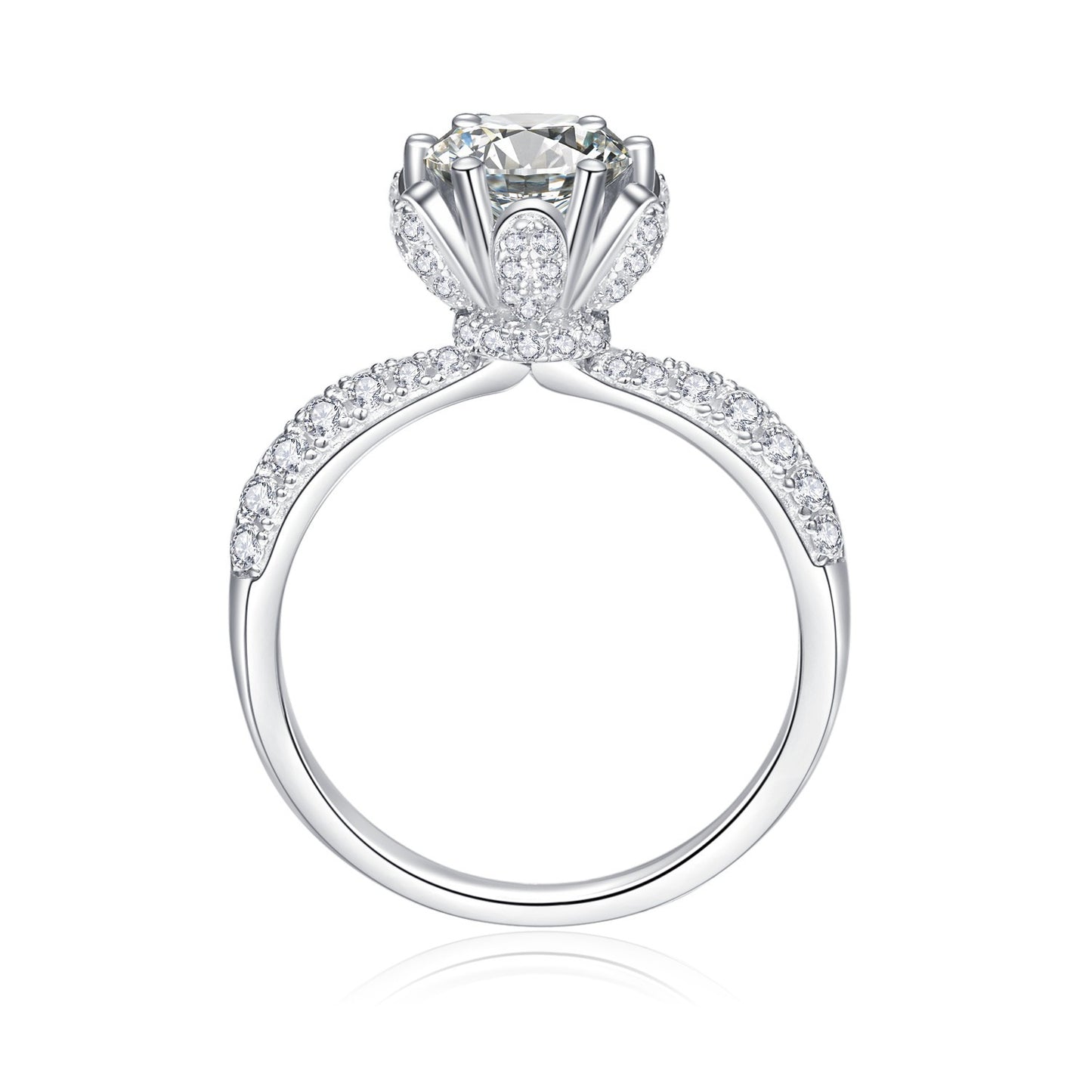 S925 Round-Cut Moissanite Ring 2CT 【6.2#68】