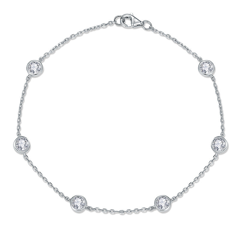 S925 Round-Cut Full Moissanite Necklace & Bracelet With 10 Gems【6.2#38】