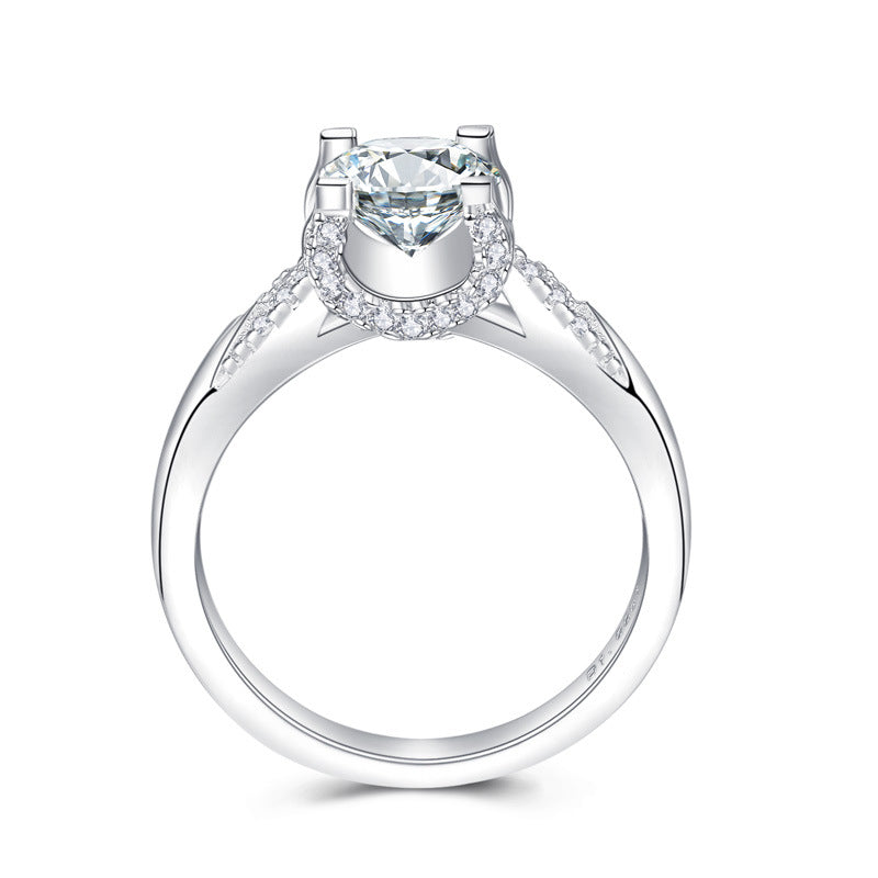 S925 Round-Cut Moissanite Ring【6.2#159】