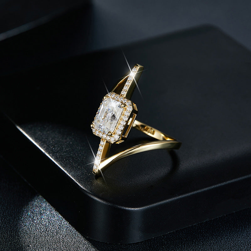 S925 Radiant-Cut Moissanite Ring【6.2#205】