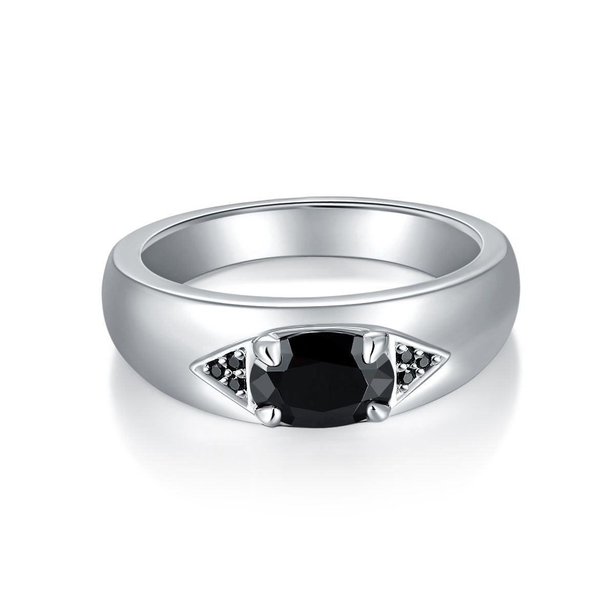 S925 Oval-Cut Black Moissanite Ring【6.2#174】