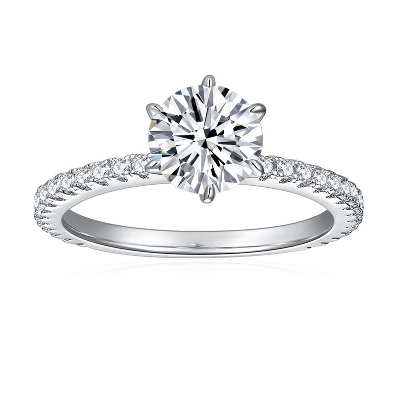 S925 Round-Cut Moissanite Ring Plated 18k gold【6.2#123】