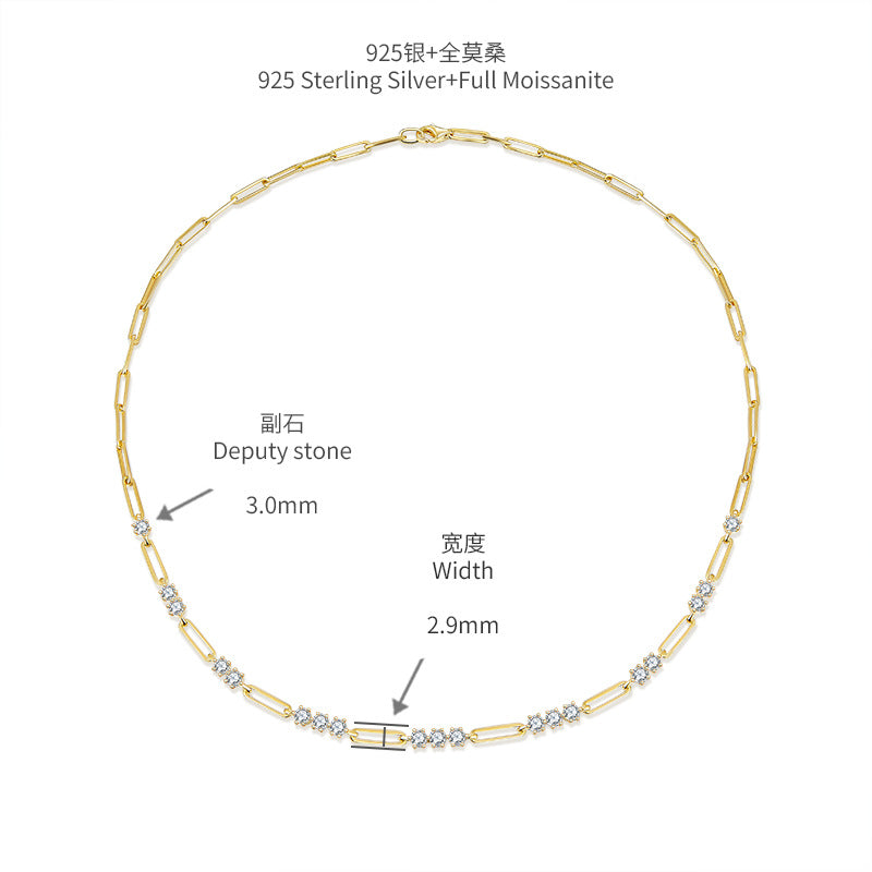 S925 Round-Cut Full Moissanite Necklace【6.2#32】