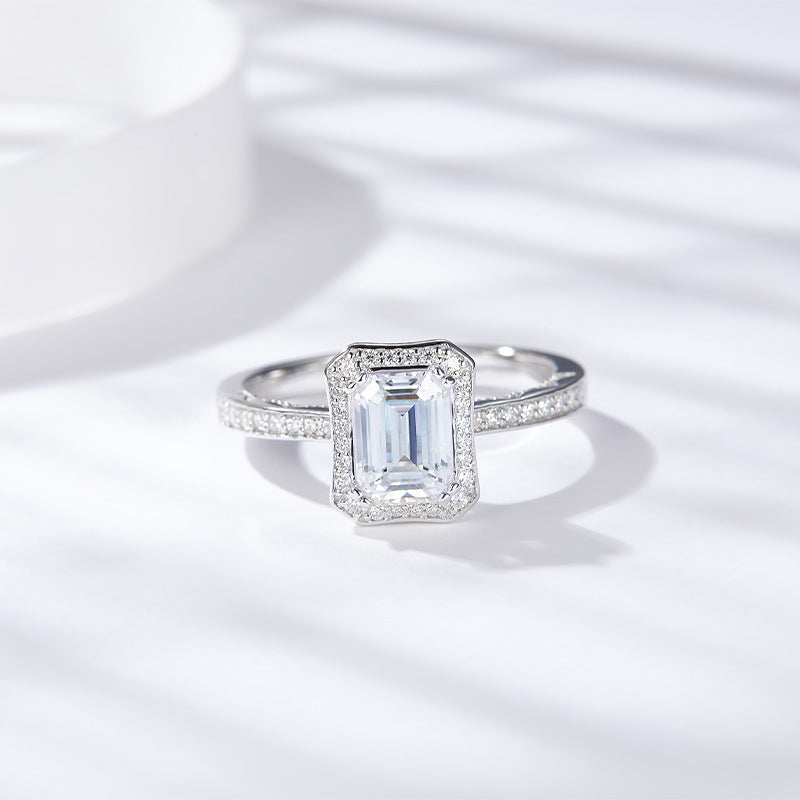 S925 Emerald-Cut Moissanite Ring【6.2#170】