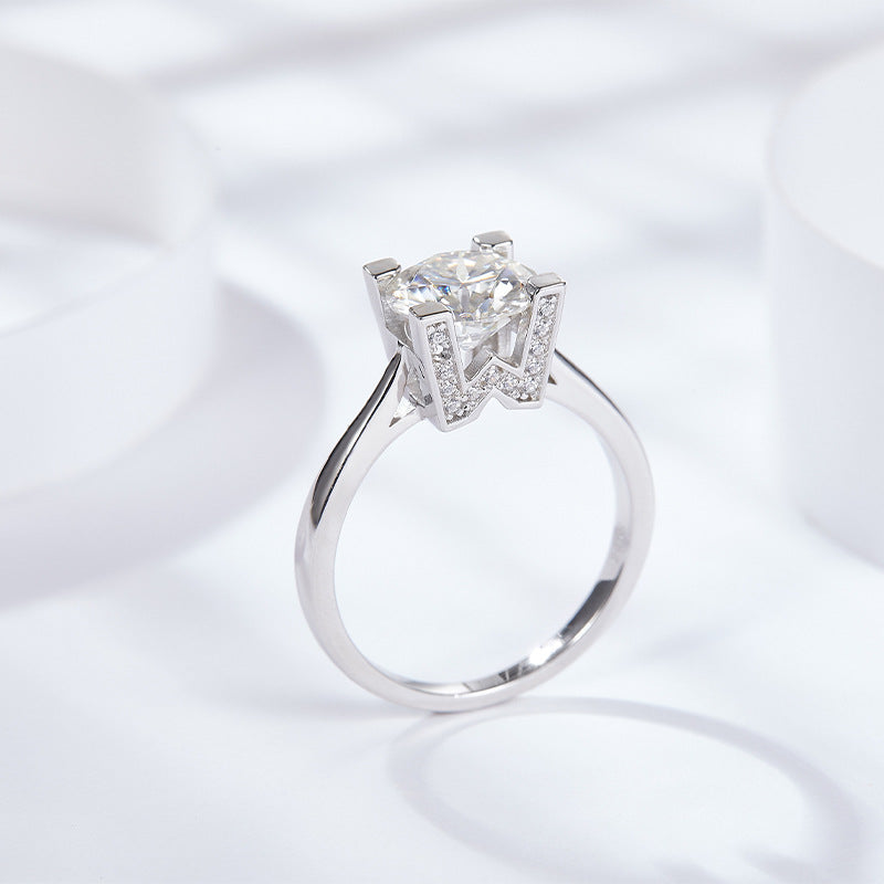 S925 Round-Cut Moissanite Ring【6.2#149】