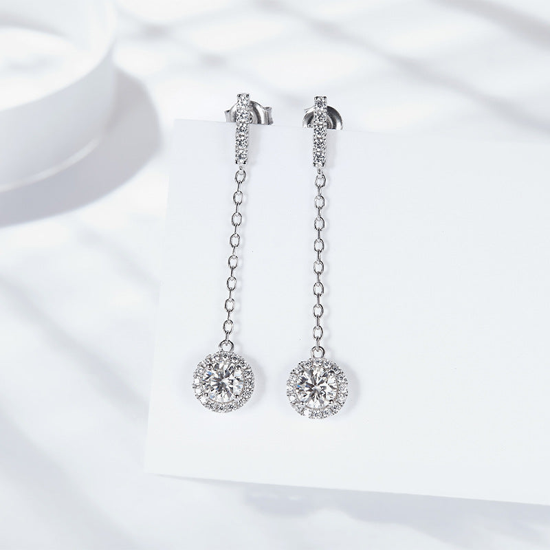 S925 Round-Cut Moissanite Earring【6.2#193】