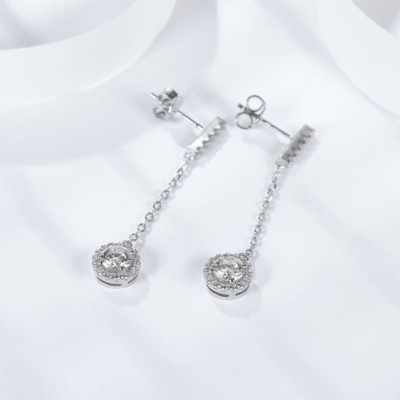 S925 Round-Cut Moissanite Earring【6.2#193】