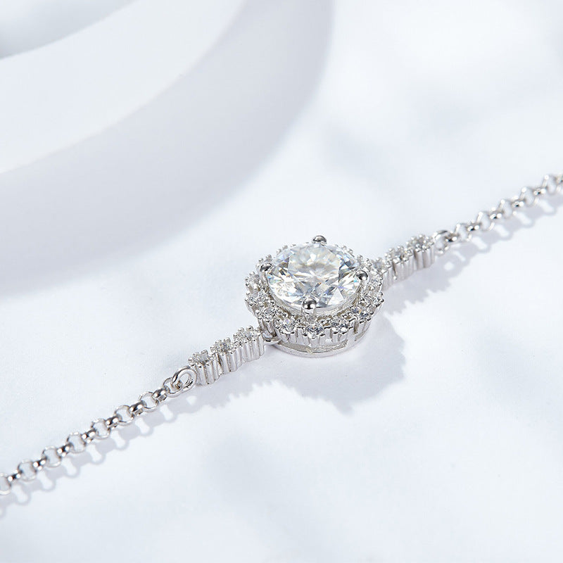 S925 Round-Cut Moissanite Necklace Plated 18k Gold【6.2#132】