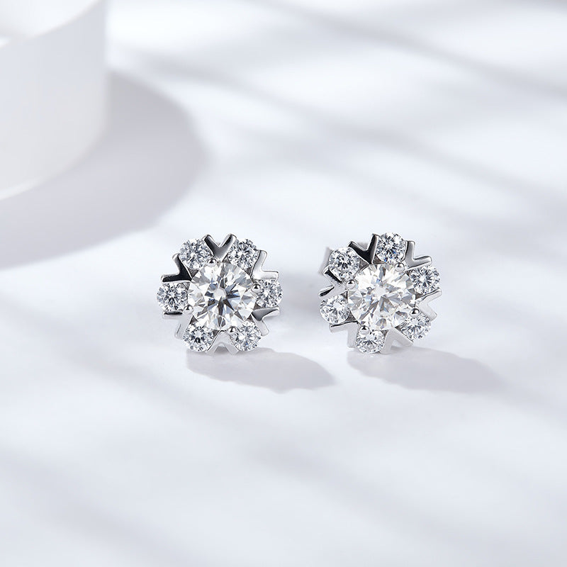 S925 Round-Cut Moissanite Earring Plated 18k gold【6.2#122】
