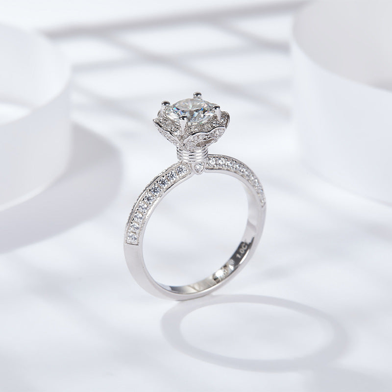 S925 Round-Cut Moissanite Ring 1CT&2CT 【6.2#72】