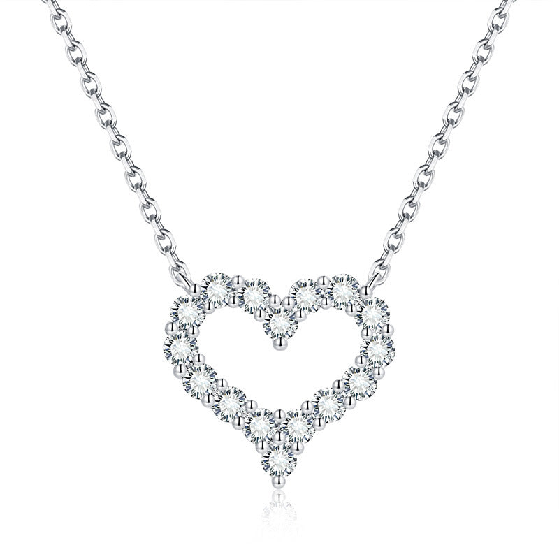 S925 Round-Cut Moissanite Neckalce Heart Style【6.2#63】