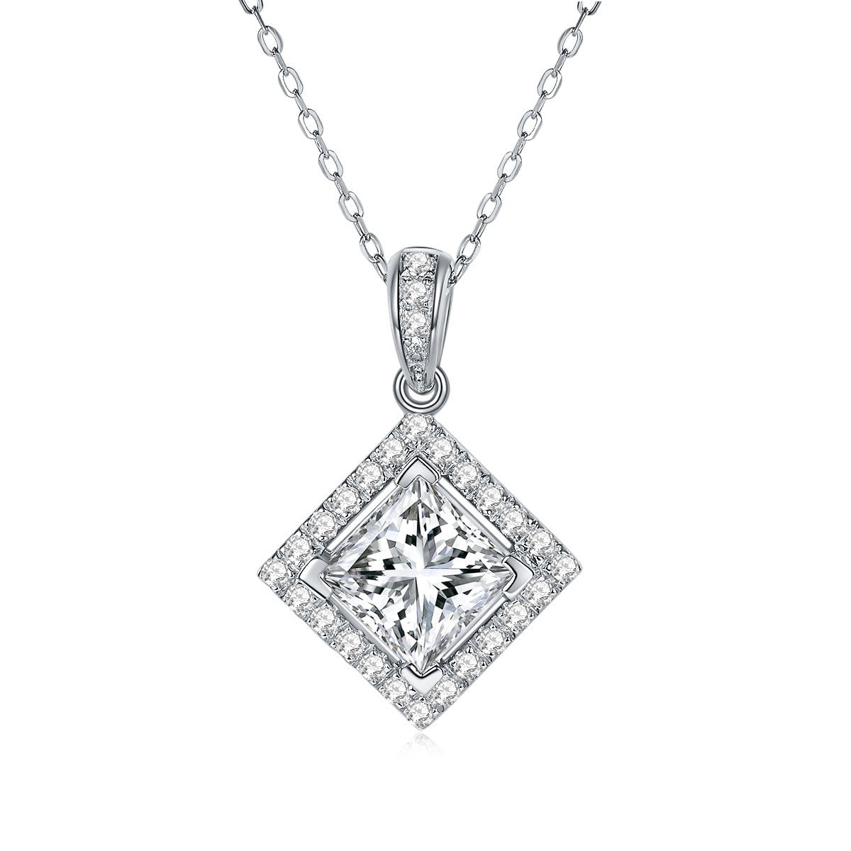 S925 Princess-Cut Moissanite Necklace【6.2#187】