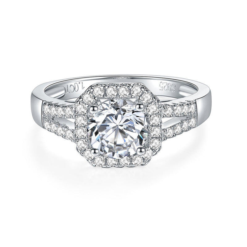 S925 Round-Cut Moissanite Ring【6.2#171】
