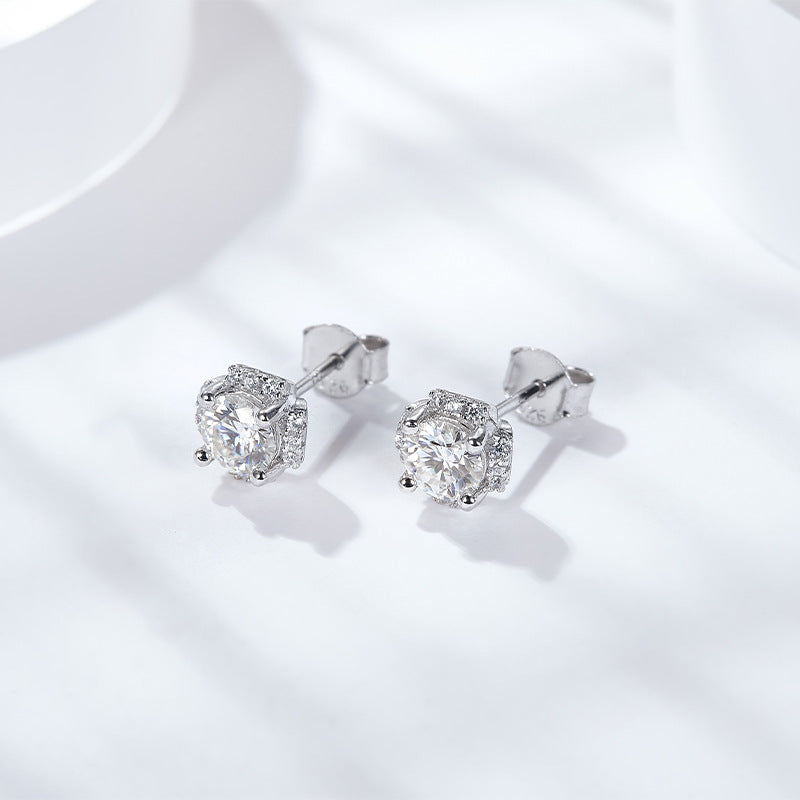 S925 Round-Cut Moissanite Earring 【6.2#87】