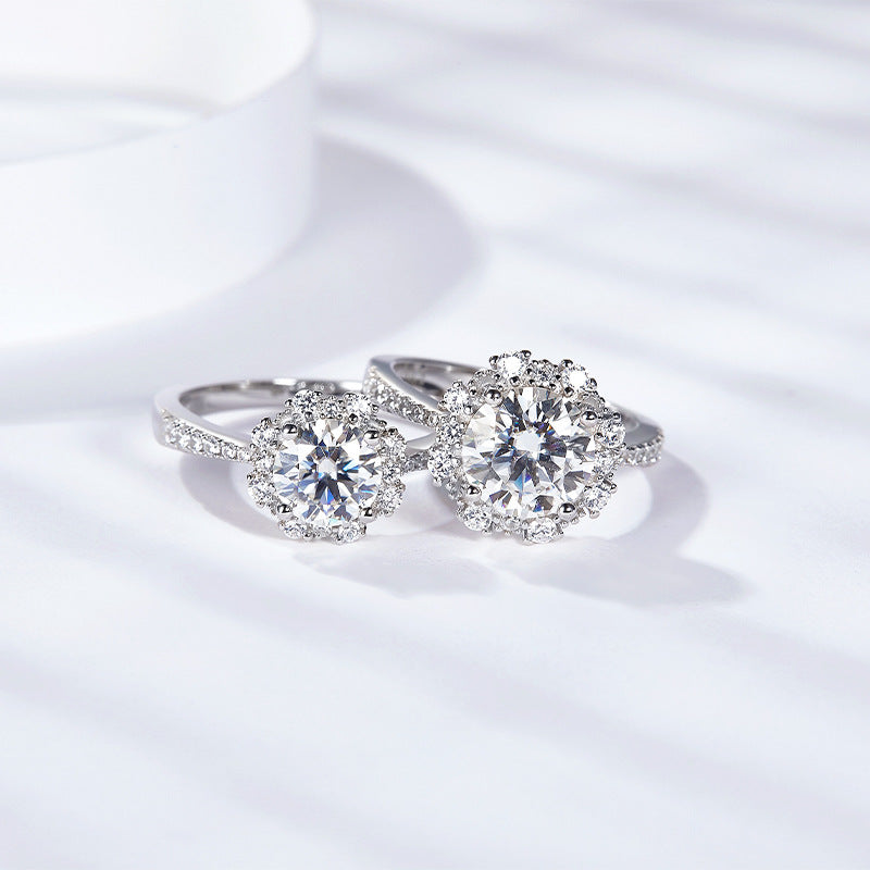 S925 Round-Cut Moissanite Ring 1CT&2CT 【6.2#70】