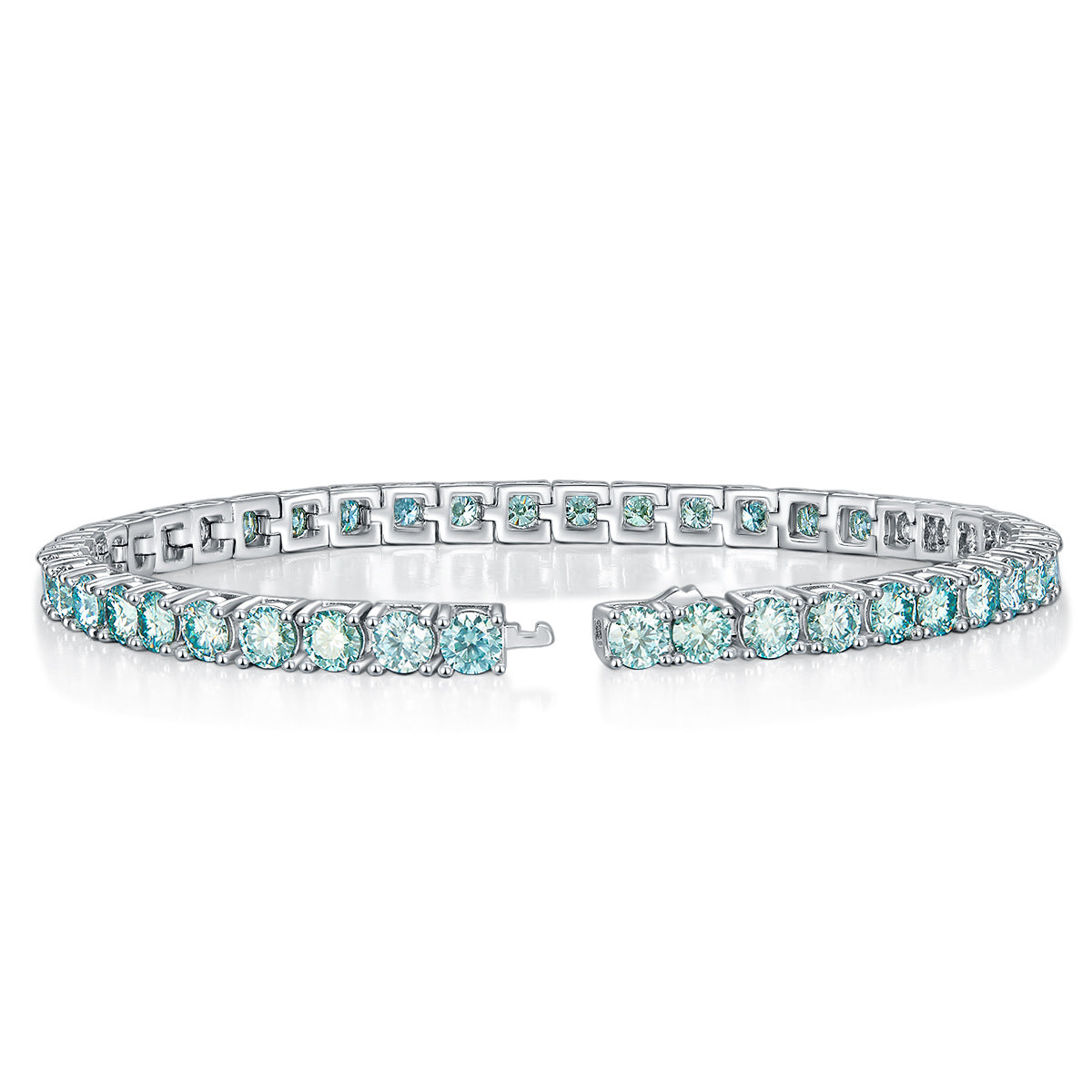 S925 Round-Cut Green Full Moissanite Bracelet【6.2#17】