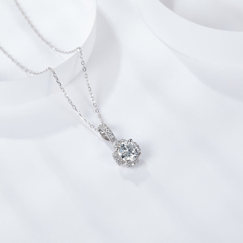 S925 Round-Cut Moissanite Neclace 【6.2#88】