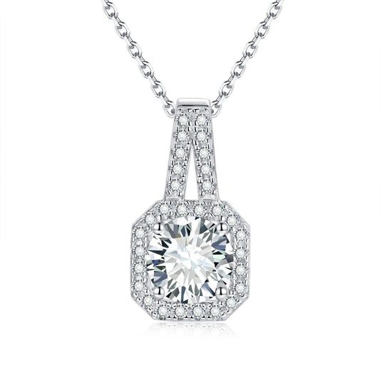 S925 Princess-Cut Moissanite Necklace 1CT 【6.2#78】