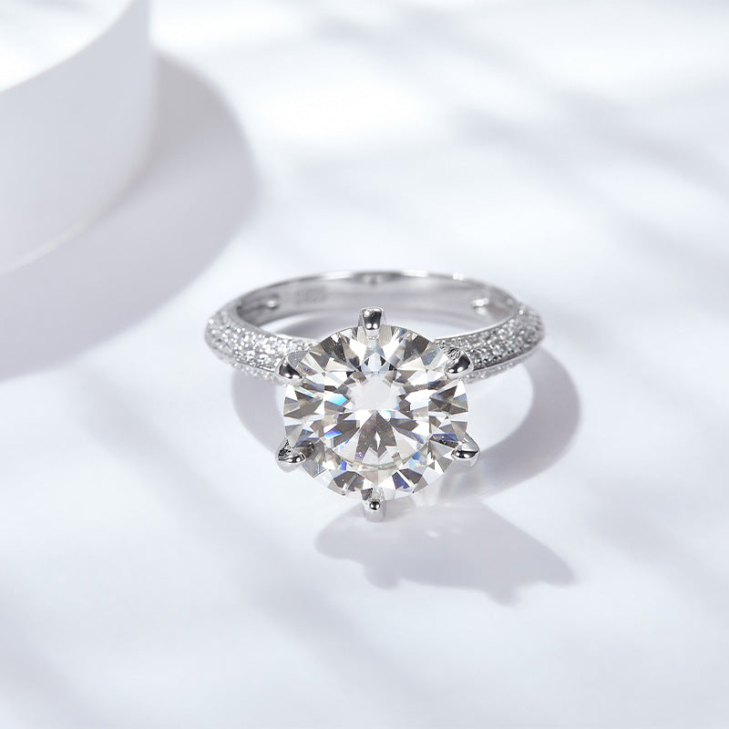 S925 Round-Cut Moissanite Ring 1CT 【6.2#10】