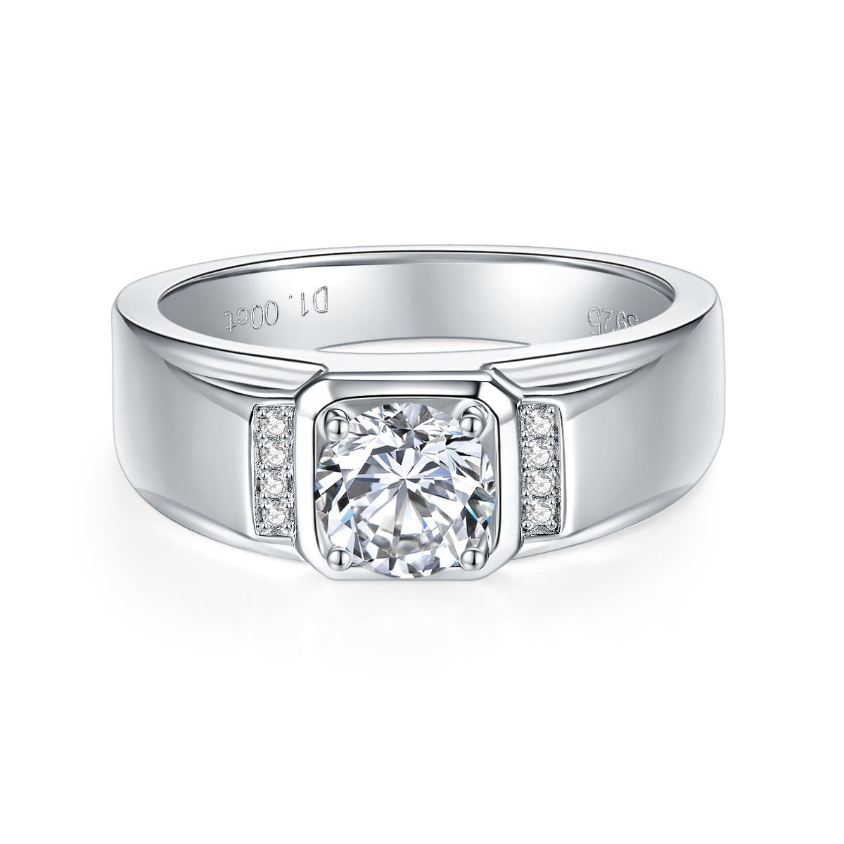 S925 Round-Cut Moissanite Ring 1CT (Man Ring)【6.2#14】