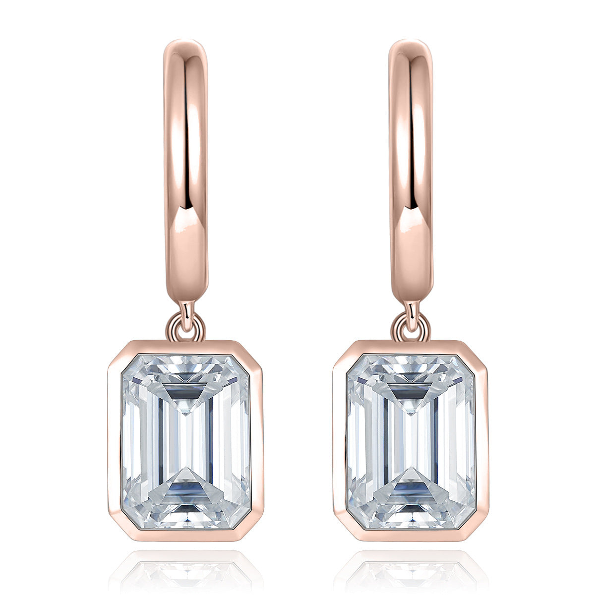 S925 Emerald-Cut Moissanite Earring【6.2#192】
