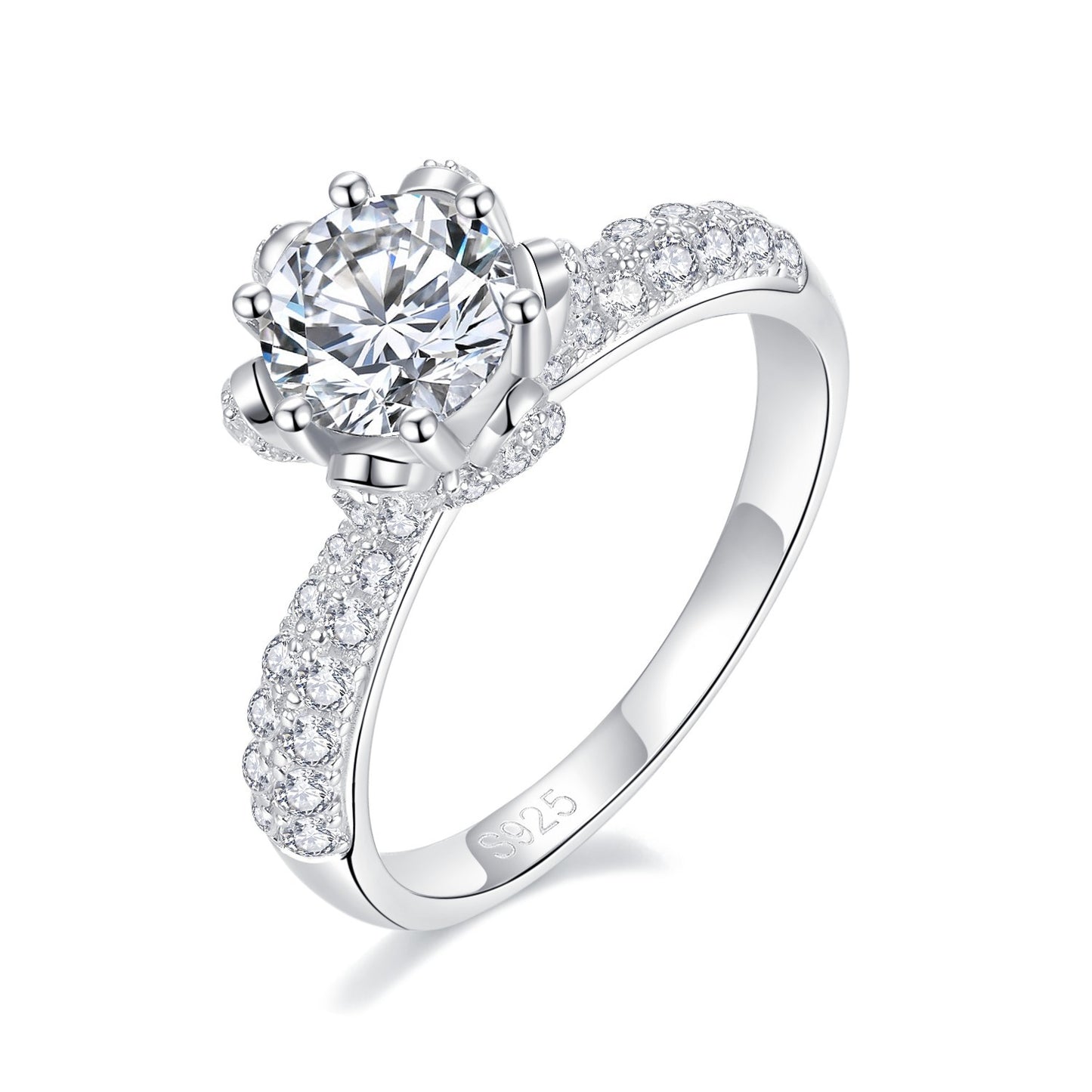 S925 Round-Cut Moissanite Ring 2CT 【6.2#68】
