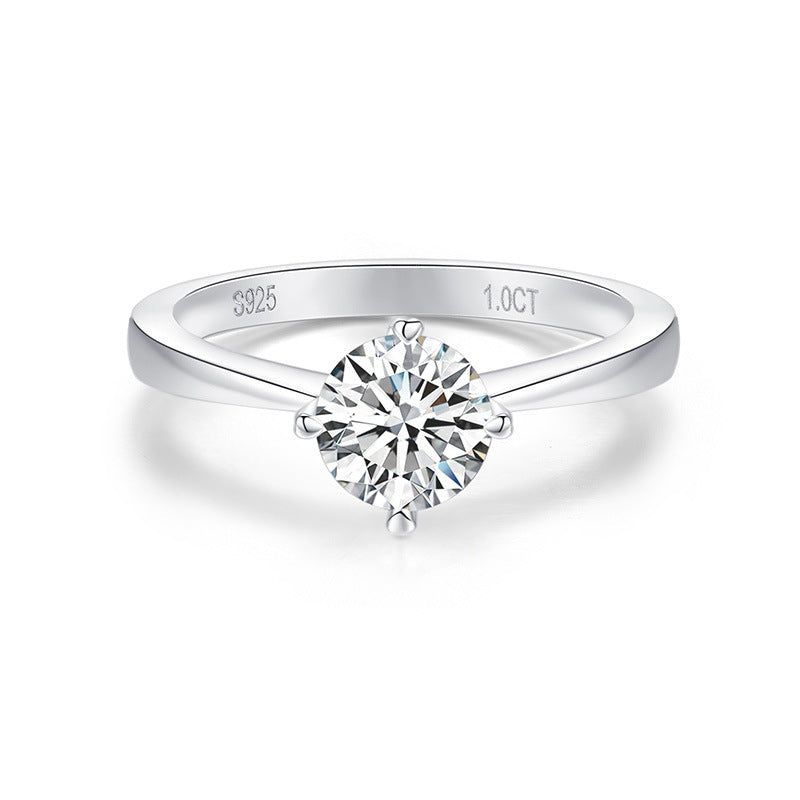 S925 Round-Cut Moissanite Ring 0.5CT&1CT 【6.2#47】