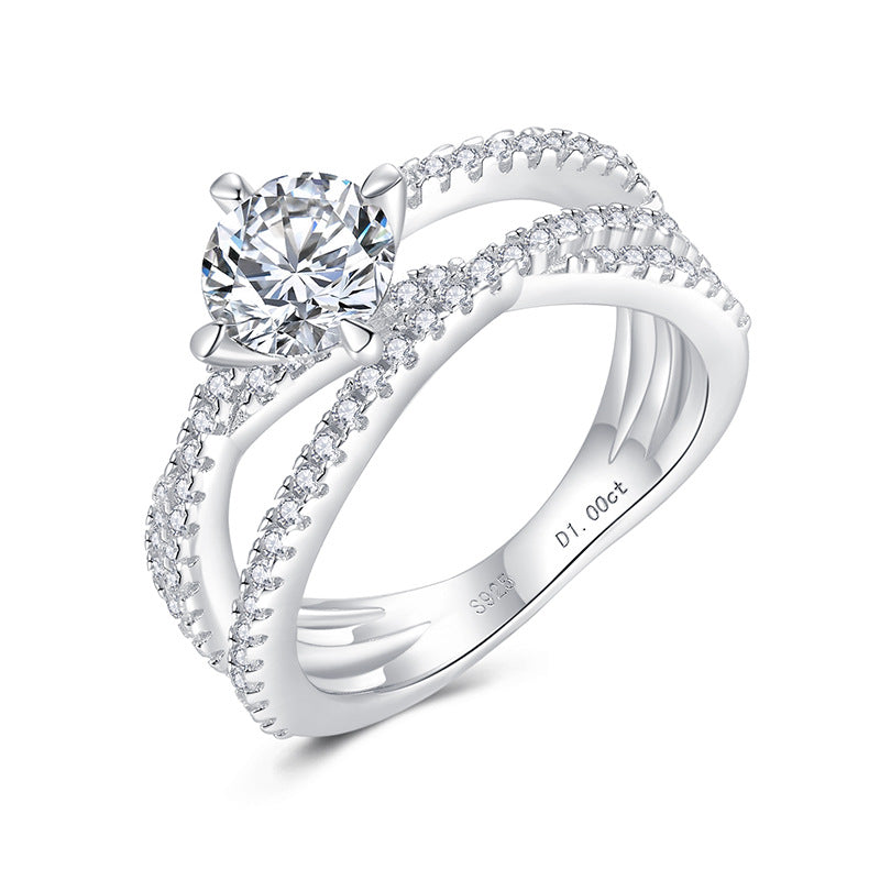 S925 Round-Cut Moissanite Ring【6.2#184】