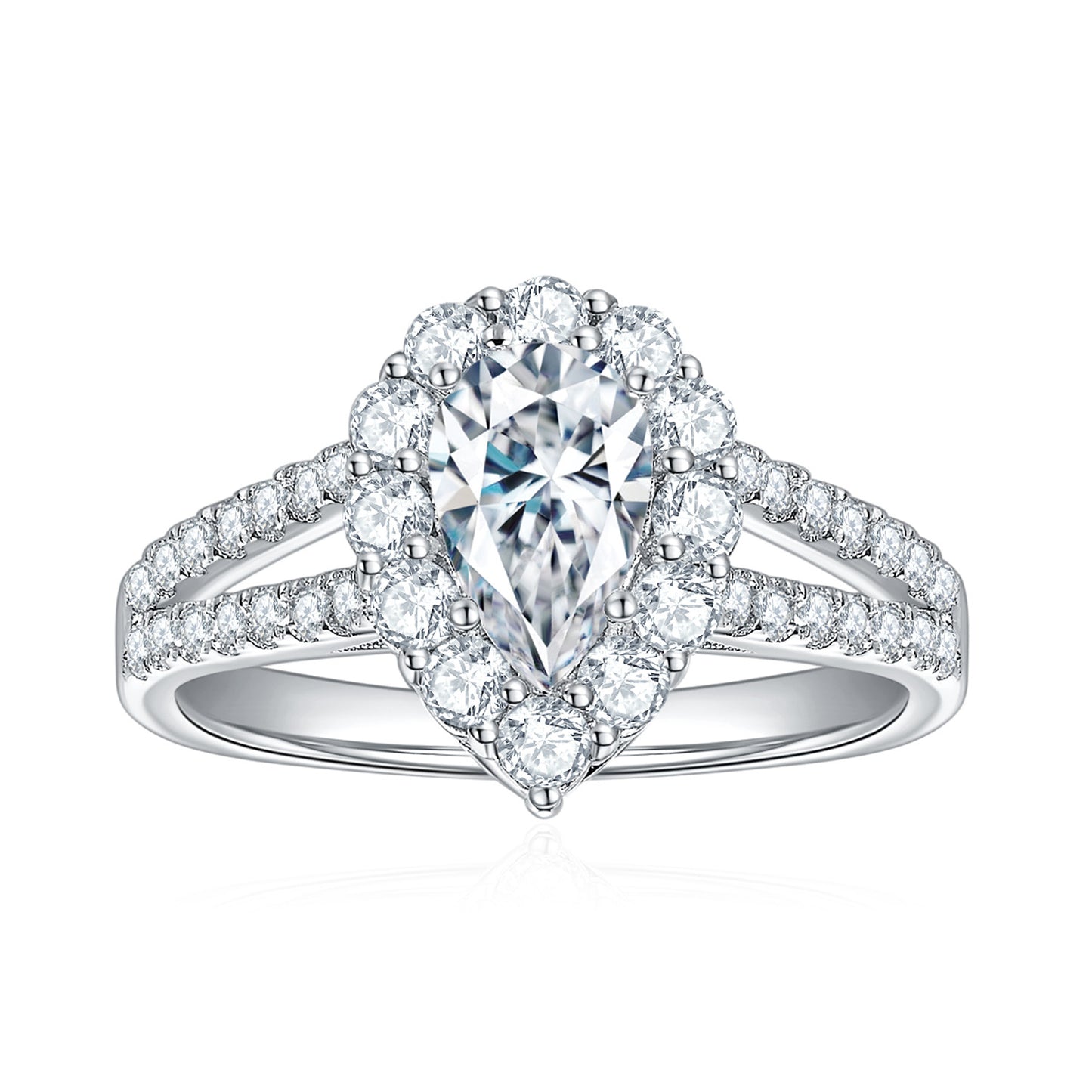 S925 Pear-Cut Moissanite Ring 1CT 【6.2#9】