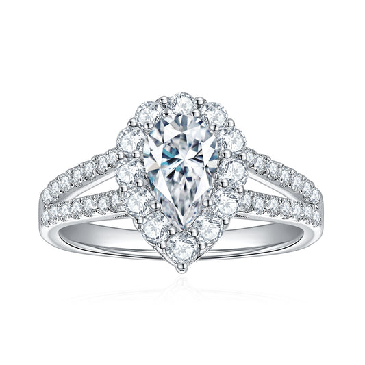 S925 Pear-Cut Moissanite Ring 1CT 【6.2#9】