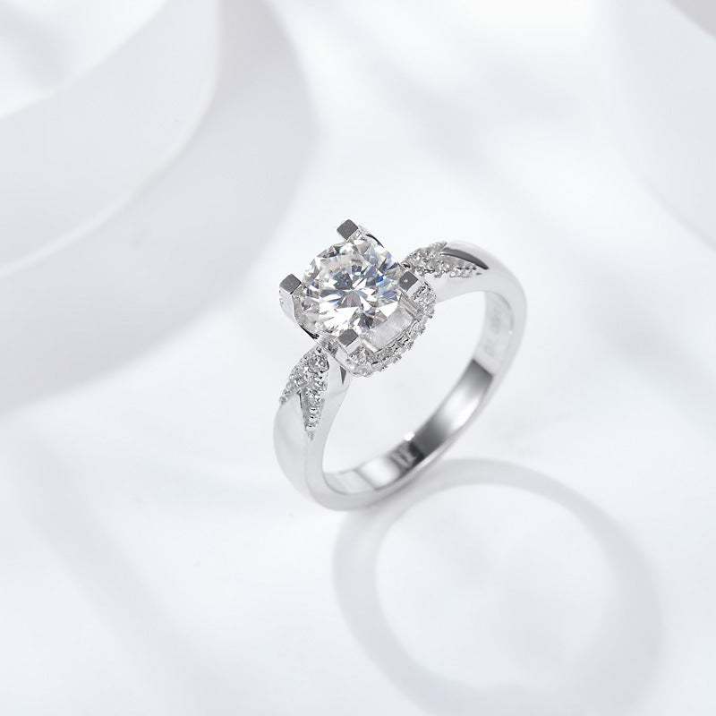 S925 Round-Cut Moissanite Ring【6.2#159】