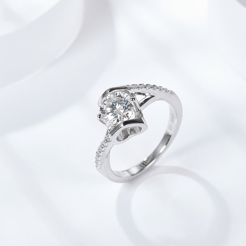 S925 Round-Cut Moissanite Ring【6.2#81】