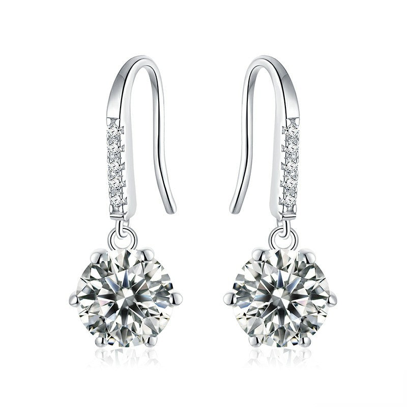 S925 Round-Cut Moissanite Earring【6.2#172】