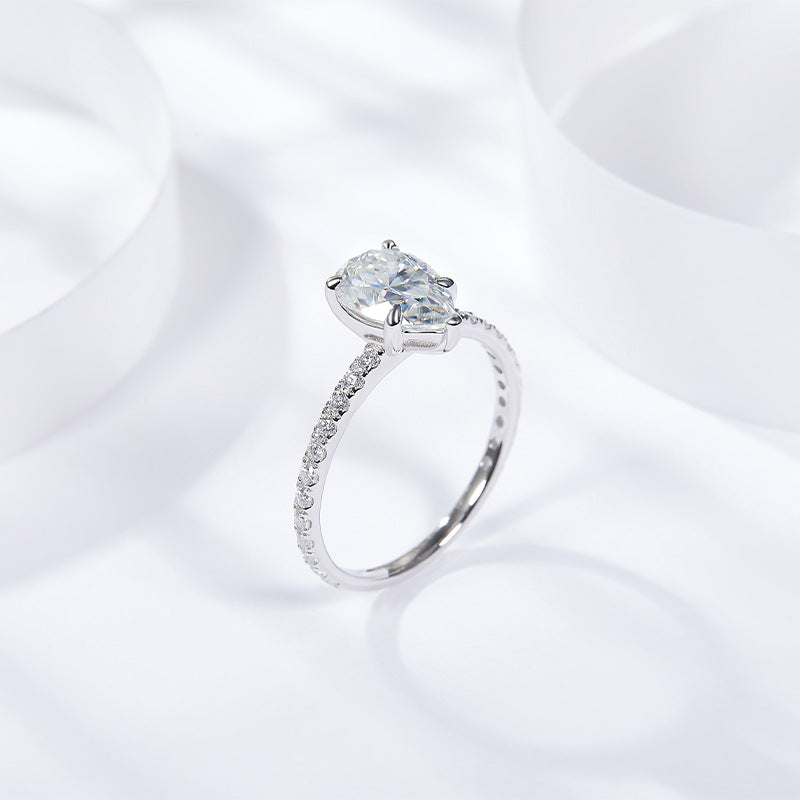 S925 Pear-Cut Full Moissanite Ring 【6.2#45】