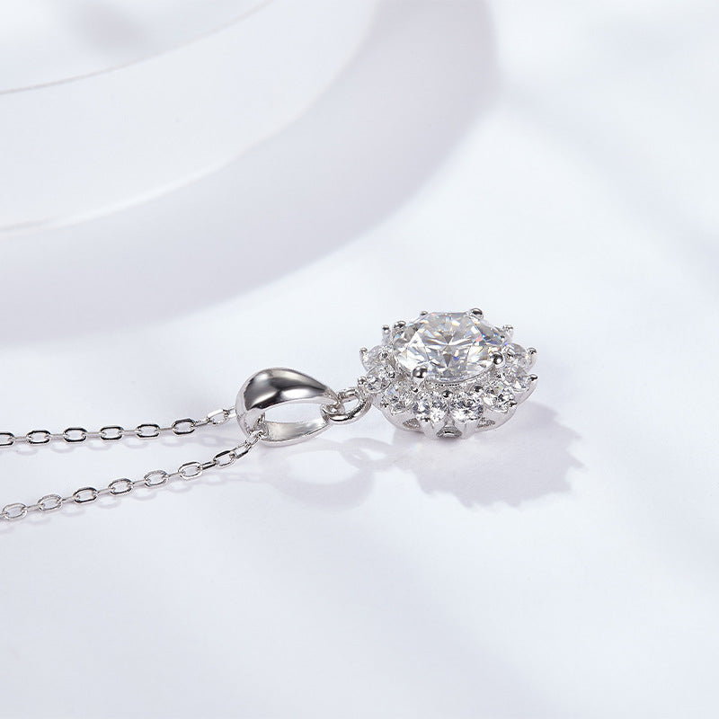 S925 Round-Cut 18K Platinum Plated pt95 Moissanite Pendant【6.2#89】