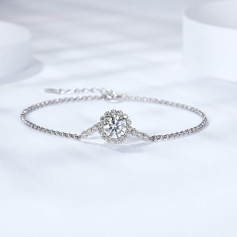 S925 Round-Cut Moissanite Necklace Plated 18k Gold【6.2#132】