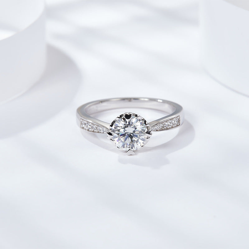 S925 Round-Cut Moissanite Rings 0.5CT&1CT 【6.2#74】