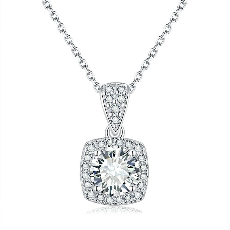 S925 Round-Cut Moissanite Ring Square Wrapped 1CT 【6.2#77】