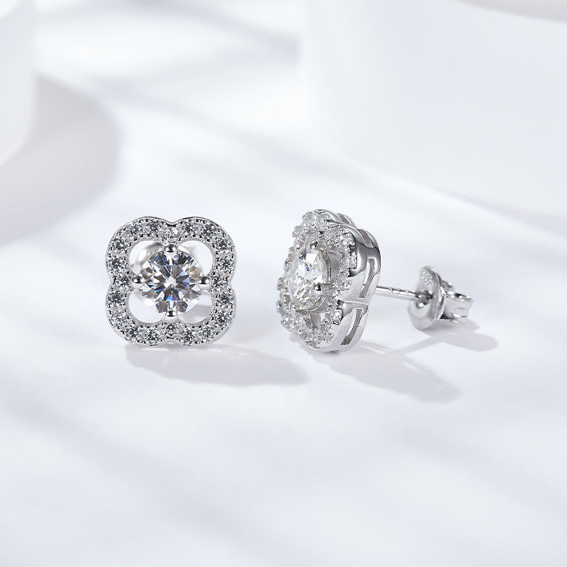S925 Round-Cut Moissanite Earring Plated 18k Gold【6.2#128】